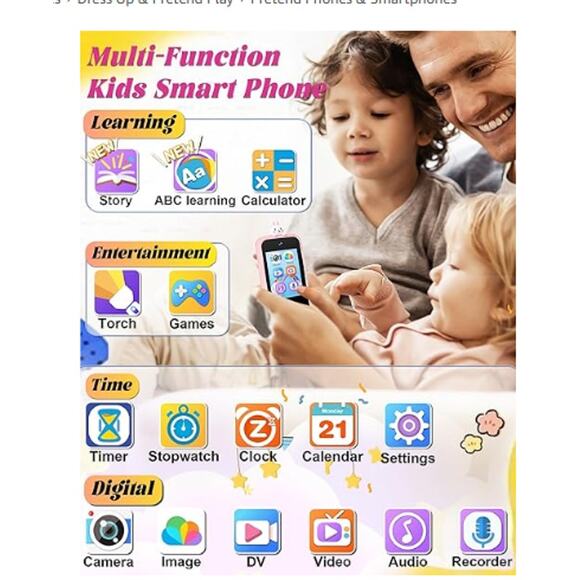 Kids Smartphone -Silicone Cover 32GB SD Card 2.8" DualCameraGames - Picture 3 of 9